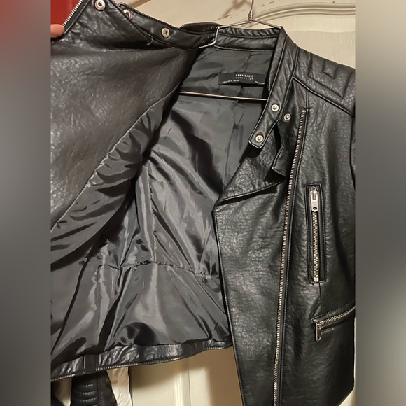 ZARA BASIC Leather Jacket | Small | Black | Like New - Picture 4 of 6